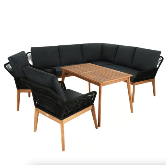 Комплект садових меблів для тераси двору балкона набір столу та стільців для відпочинку Di Volio Albenga чорний Київ