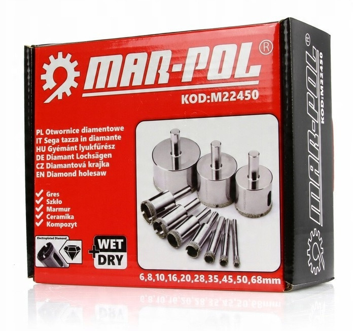 Набор кольцевых алмазных коронок 10 шт от 6-68 мм Mar-Pol (M22450) Нововолынск - изображение 10