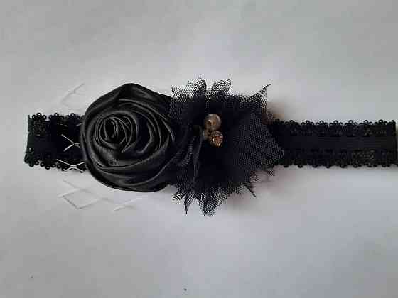 Дитяча чорна пов'язка - розмір універсальний (на резинці), декор 8см Київ