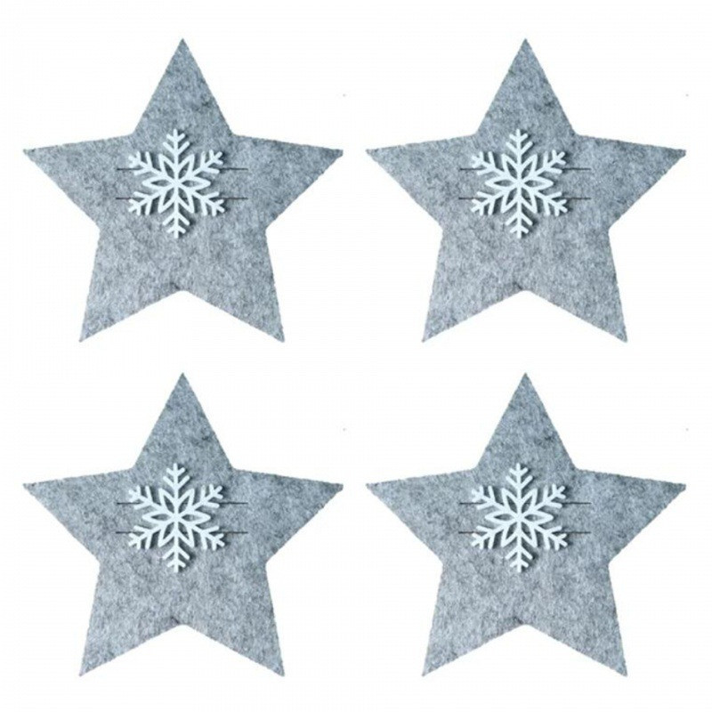 Новогодние конверты для приборов Звездочки 4 штуки 14 на 14 см серый Киев - изображение 7