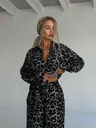 Стильний повсякденний костюм натуральний штапель Чорний, 46/48 Одеса