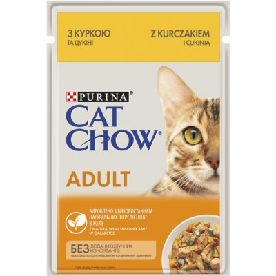 Вологий корм для кішок Purina Cat Chow Adult з куркою і кабачками в желе 85г (7613036595049) Вінниця - фото 1