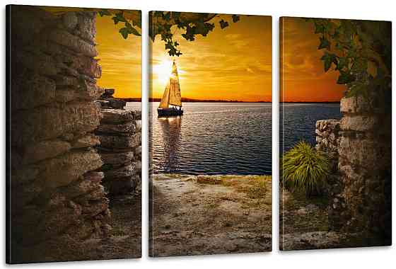 Модульная картина в гостиную / спальню  Човен в морі     ART-312_3A Киев