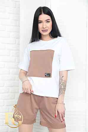 Двокольоровий костюм з шортами "Numb" оптом | Батал | Розпродаж моделі Капучіно, 50-52 Київ