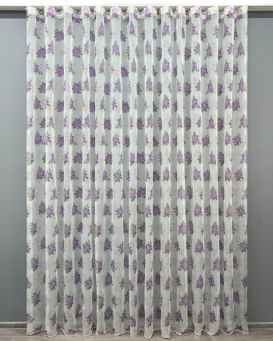 Тюль VR-Textil 1800т Шифон з принтом Білий з бузковим 400х270 см (42-1244) Київ - фото 2