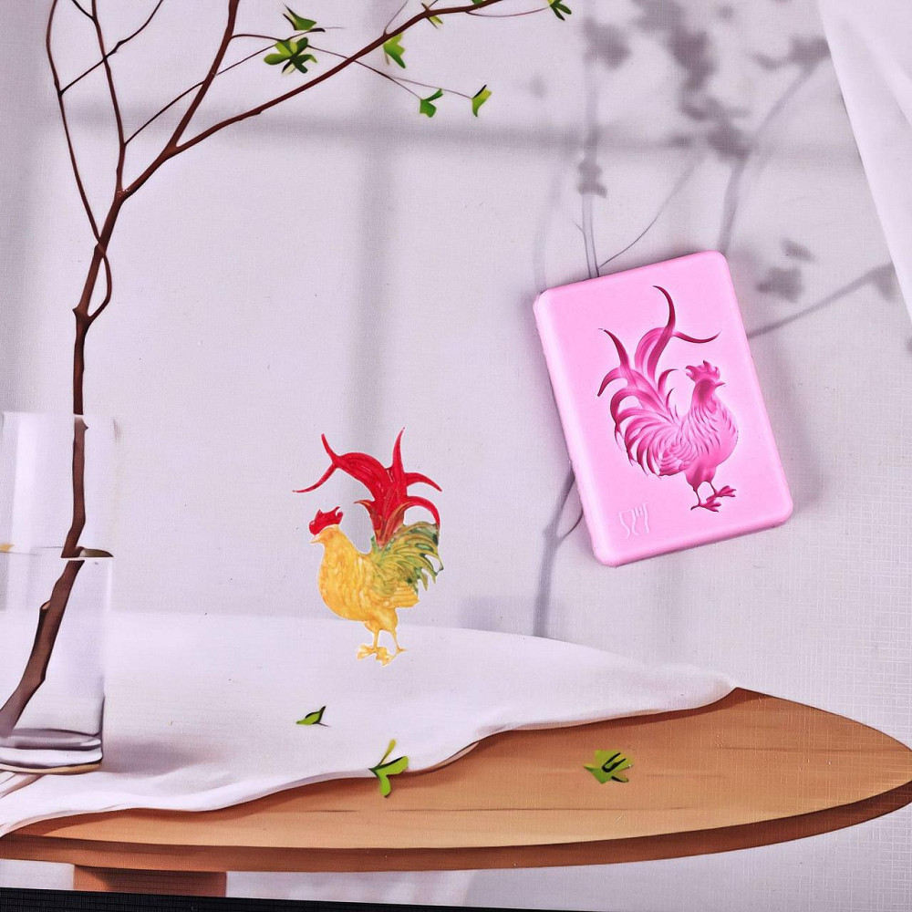 Молд силиконовый Петух 65 на 45 мм розовый Киев - изображение 8