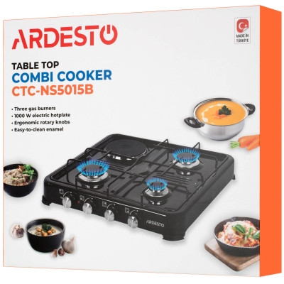 Плита Ardesto CTC-NS5015B, тип газу LPG, 3 алюмін. газ. пальника, 1 електрич. ко (CTC-NS5015B) Вінниця - фото 7