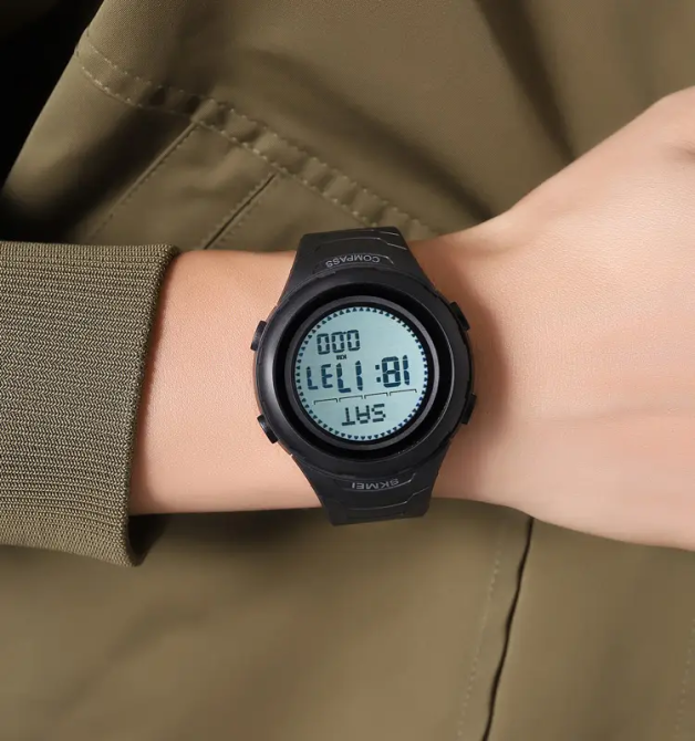 Годинник чоловічий наручний спортивний Skmei 2166 Compass з компасом і крокоміром (Чорний з білим) Вінниця - фото 6