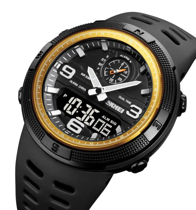 Мужские спортивные часы Skmei 1655 (Черный с золотом) Винница - изображение 3