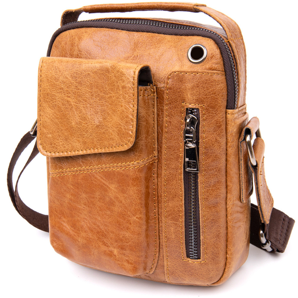 Мессенджер с отверстием для наушников мужской Vintage 20416 Рыжий Киев - изображение 1