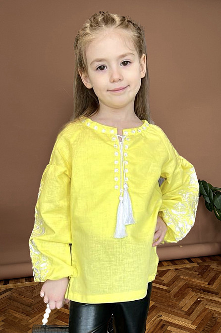 Вышиванка для девочки Дерево жизни с длинным рукавом в желтом цвете Сумы - изображение 1