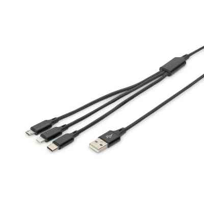 Дата кабель USB 2.0 AM to Lightning + Micro 5P + USB-C 1.0m charge only Digitus (AK-300160-010-S) Вінниця