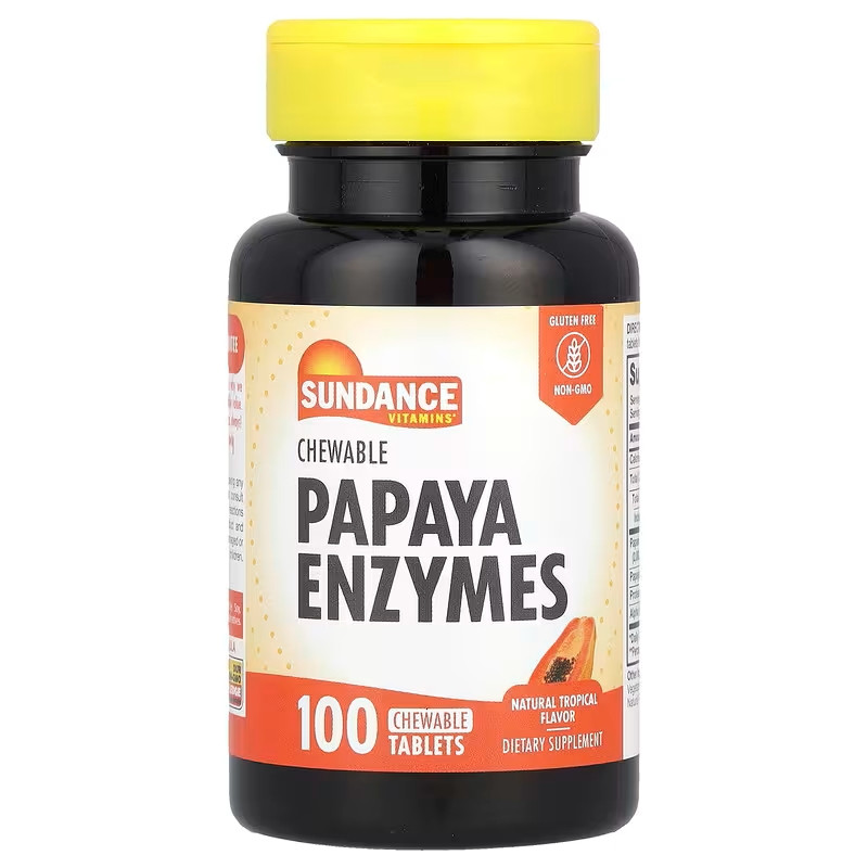 Экстракт папаи Sundance Vitamins Chewable Papaya Enzymes, Natural Tropical , 100 Chewable Tablets Луцк - изображение 1