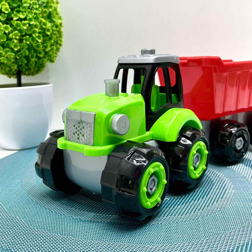 Трактор конструктор на шурупах із причепом 32 см Зелено-червоний (0488-801-2-3) Чернигов - изображение 7