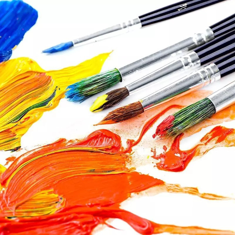 Набор нейлоновых кистей для рисования 12 шт с деревянной ручкой, кисти из синтетического ворса Каменец-Подольский - изображение 3