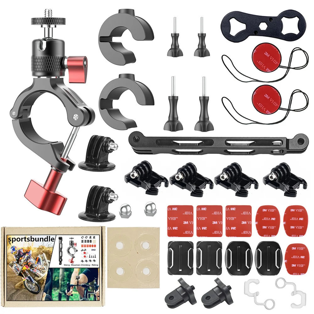 Кріплення на мотоцикл для екшн камери шолом кермо алюміній AC Prof HQS-NEW-KIT-M06 Київ - фото 1