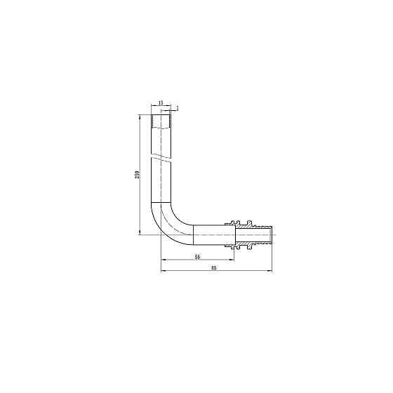 Трубка Г-образная для подсоединения радиатора Koer KA.D16-250 - 16(2.2mm) x 15-250mm (KR4902) Киев