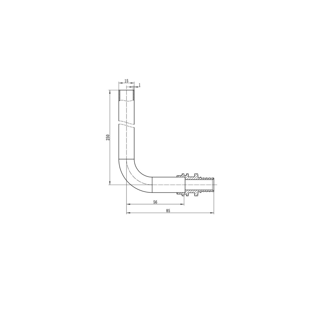 Трубка Г-образная для подсоединения радиатора Koer KA.D16-250 - 16(2.2mm) x 15-250mm (KR4902) Киев - изображение 2