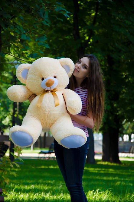 Плюшевий ведмедик М'яка іграшка Томии 100 см Персиковий Тернопіль - фото 3