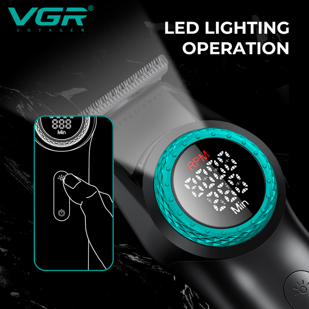 Триммер аккумуляторный VGR V-977 BLACK, регулировка мощности 6000 - 8000 RPM, 2500 mAh, 4 насадки Одесса - изображение 4