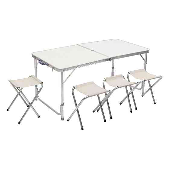 Стіл і 4 стільці для пікніка набір туристичних алюмінієвих складних алюмінієвих меблів для кемпінгу 8812-4 Київ