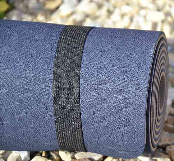 Спортивний килимок для йоги фітнеса пілатеса PowerPlay 4150 TPE Premium Performance Mat Синій (183x61x0.6) Київ