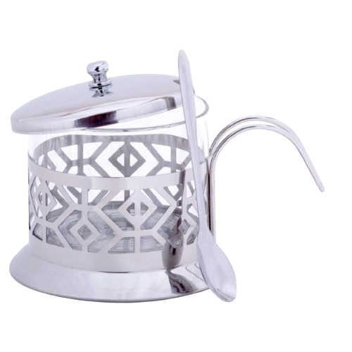 Цукорниця з ложкою та кришкою 200мл скло/нержавіюча сталь 7007 KAMILLE Житомир - изображение 1