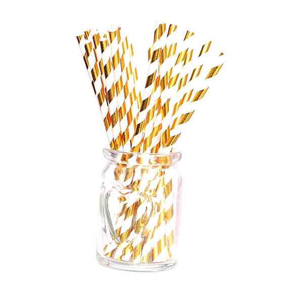 Коктейльні трубочки 25 штук 20 см золотисто-білий Київ