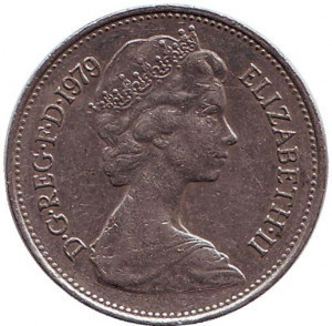 Монета 5 нових пенсів. 1979.80 рік, Великобританія. (В) Полтава - фото 1