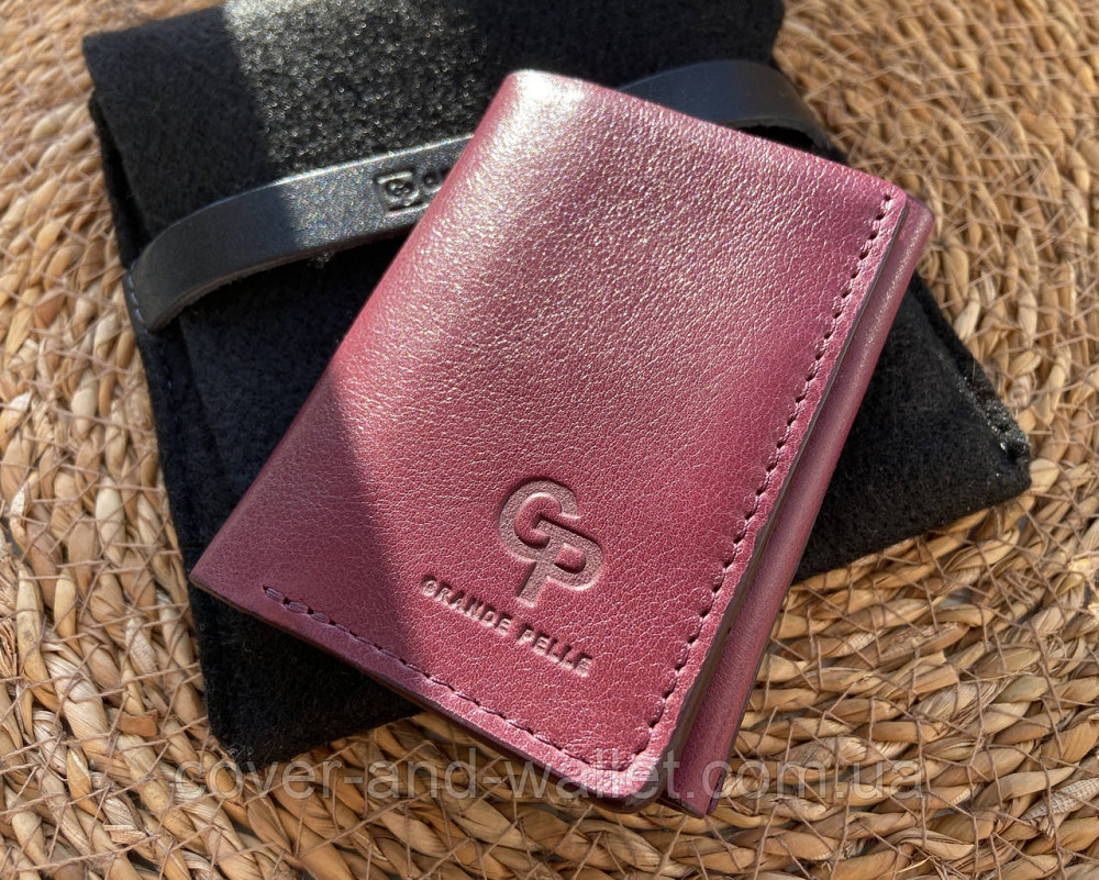 Маленький жіночий гаманець із натуральної італійської шкіри кольору марсала Grande Pelle 503661 Київ - фото 1
