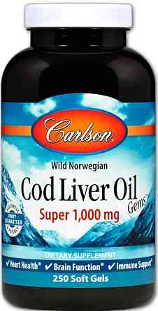 Жир з печінки тріски Carlson Cod Liver Oil 1000 мг 250 капс Київ