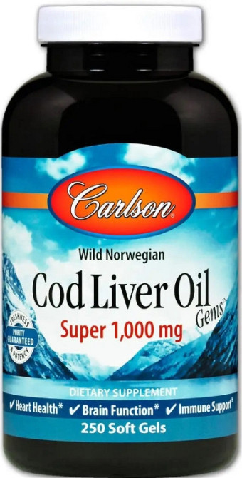 Жир з печінки тріски Carlson Cod Liver Oil 1000 мг 250 капс Київ - фото 1