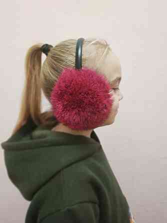 Наушники меховые детские из кролика Малиновый Харьков