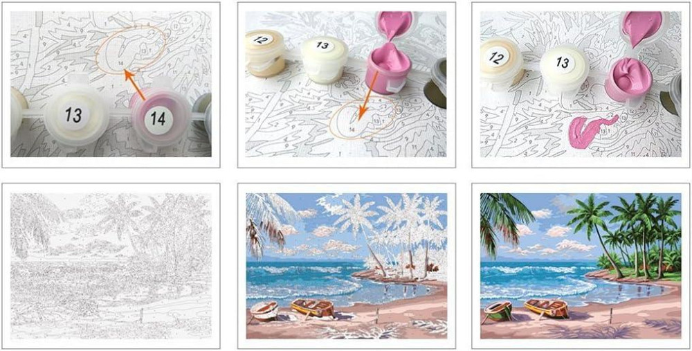 Картина за номерами Bougimal "Місяць над морем", набір для малювання акрилом, 40x50 см, без рамки Київ - фото 3