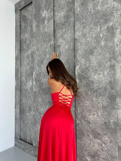 Жіноче святкове елегантне плаття з відкритою спинкою костюм Армані Червоний, 46/48 Одеса - фото 10