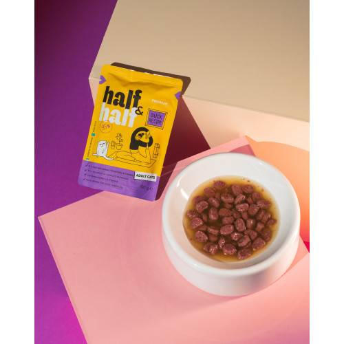 Корм влажный Half&Half для взрослых кошек, кусочки с уткой в соусе в форме пауча, 100 г Киев - изображение 4