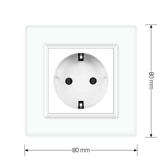 Електрична розетка з заземленням LIVOLO, біла, скляна рамка, шторки, 250В 16А (VL-C7C1EU-11) Коломыя