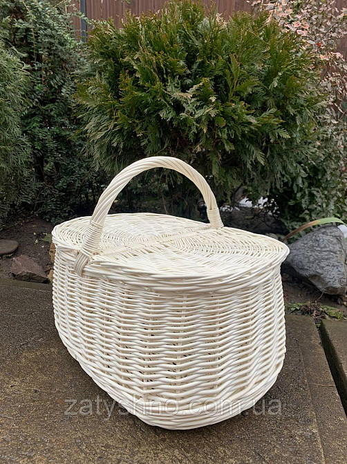 Корзина с крышкой, белая и коричневая Киев - изображение 3