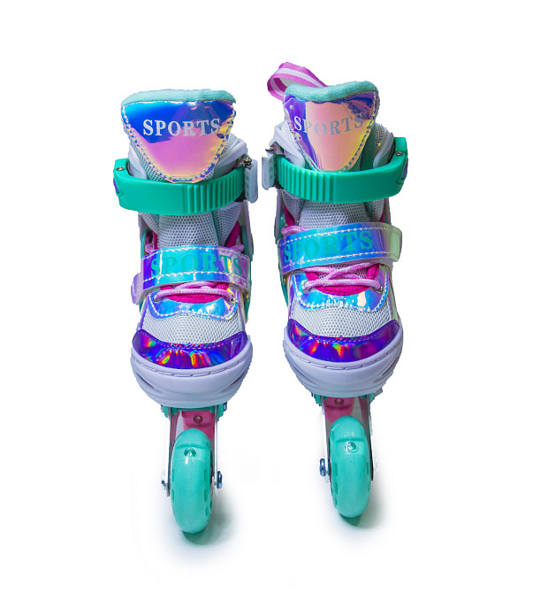 Дитячі розсувні ролики Rainbow Scale Sports бірюзові, розмір 26-29. Усі колеса світяться Одеса - фото 2