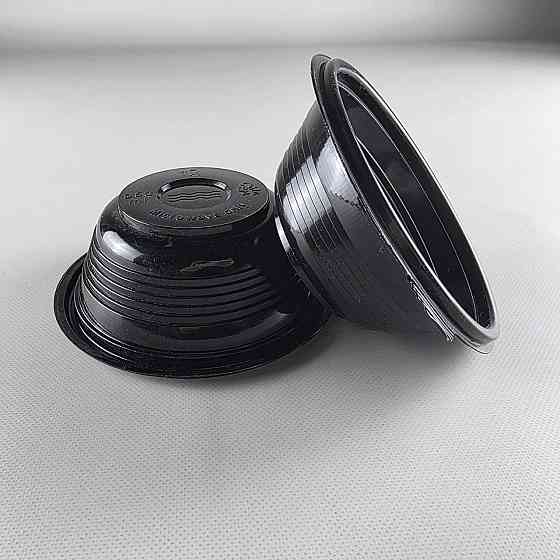 Супная ємність 350 мл, чорна з кришкою, ПП-117-350 (50 шт) Харків