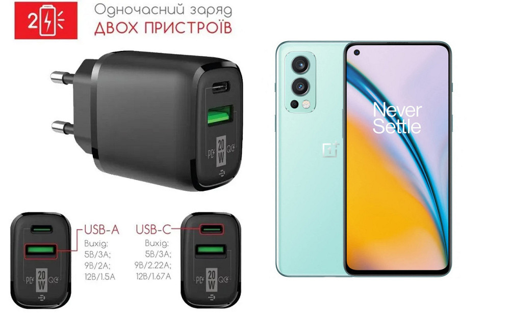 Сетевое зарядное устройство для OnePlus Nord, 20W 3A, Quick Charge 3.0 Киев - изображение 1