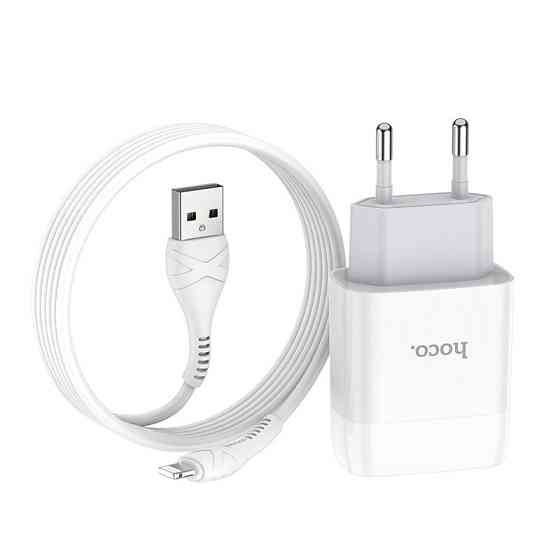 Сетевое зарядное устройство с кабелем HOCO C73A Glorious dual port charger set (iP)(EU) White Одесса