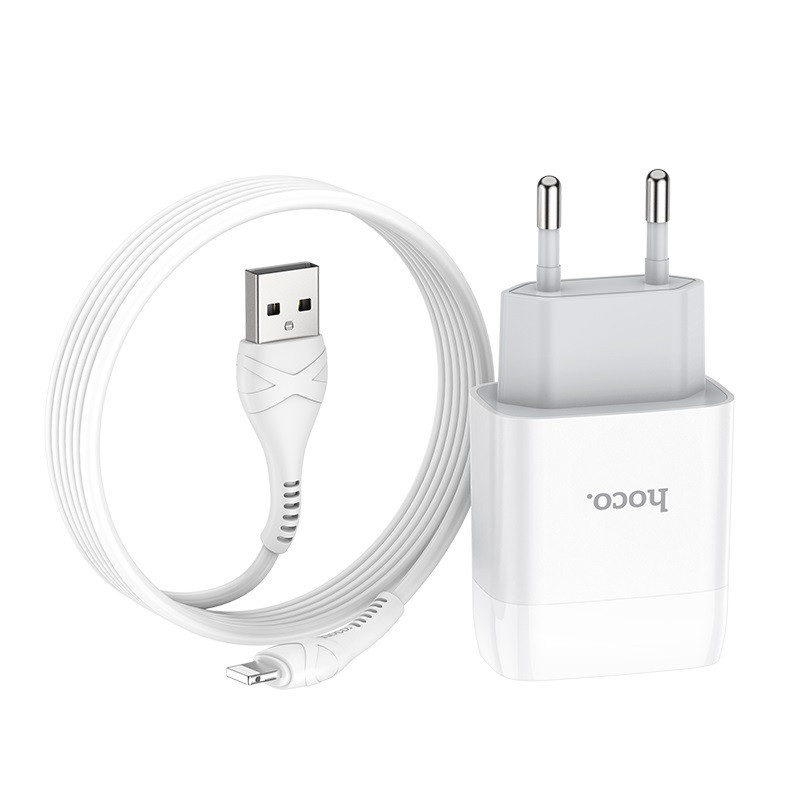 Сетевое зарядное устройство с кабелем HOCO C73A Glorious dual port charger set (iP)(EU) White Одесса - изображение 4