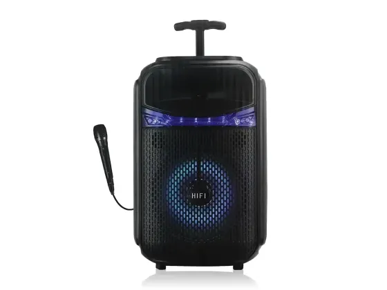 Портативна музична Bluetooth колонка RX-8188 з мікрофоном, LED підсвіткою, FM та ручкою на колесах Київ