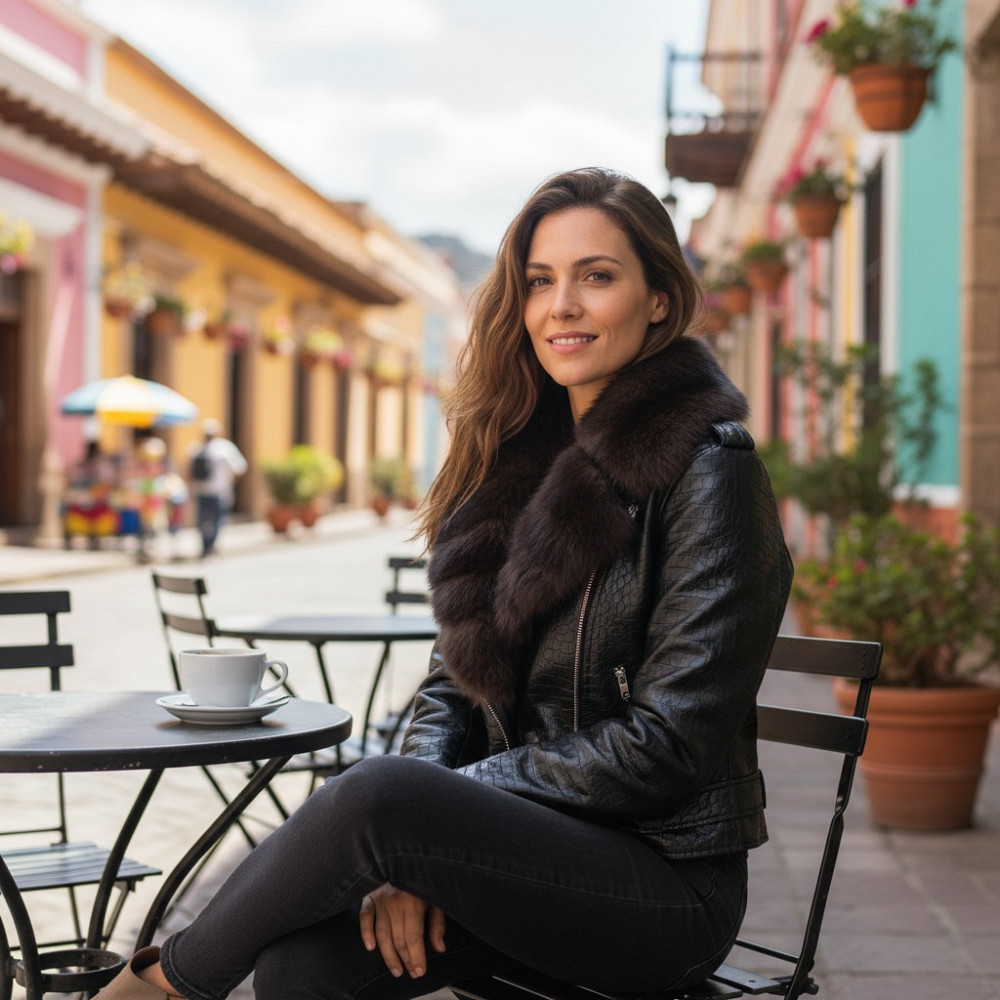 Женская косуха с натуральным мехом песца 44 Харьков - изображение 1