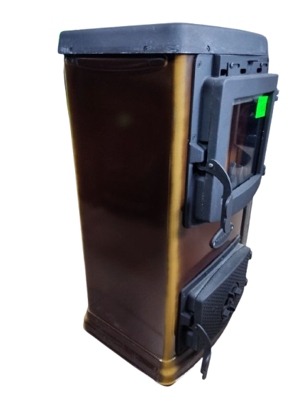 Піч-камін Hosseven 9004 коричнева сталева буржуйка 5 кВт до 40 м2 з чавунною варильною поверхнею задній димохід Туреччина Тернопіль - фото 2