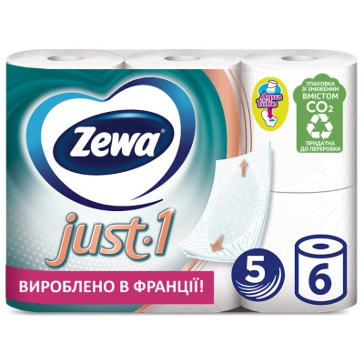 Туалетний папір Zewa Just 1 5 шарів 6 рулонів (7322541189314) Вінниця - фото 1