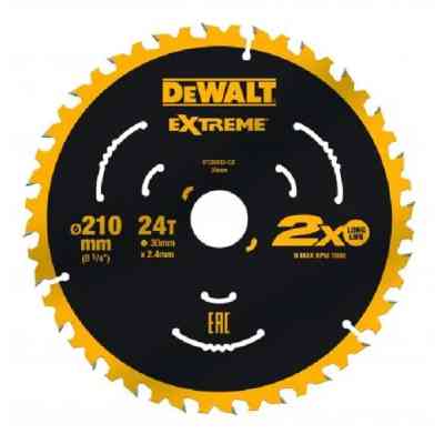 Диск пильний DeWALT EXTREME, 210 х 30 мм, 24z, ATB, 7 градусів, 7000 об/хв. (DT20432) Вінниця