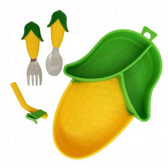 Силіконова тарілка з приладами "Кукурудза" MGZ-0124 Вінниця