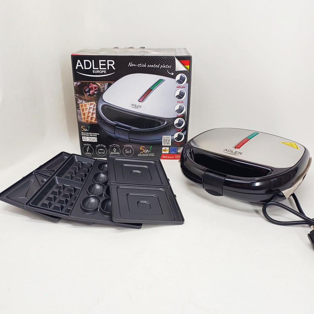 Сендвічниця вафельниця гриль ліщина 5в1 Adler AD 3040 1200Вт PQ-94 Львів - фото 20